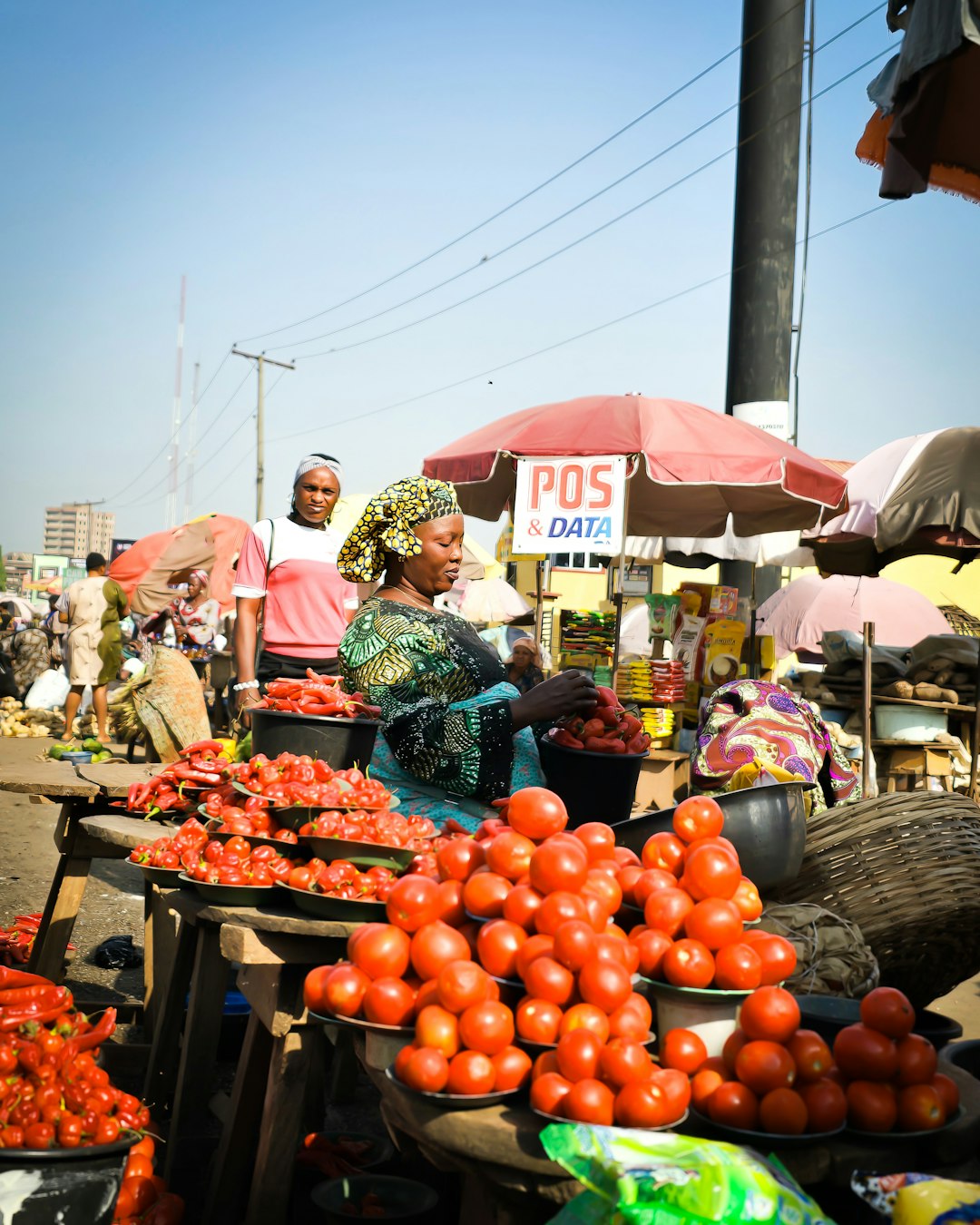 Bustling African market showcasing cross-border trade goods